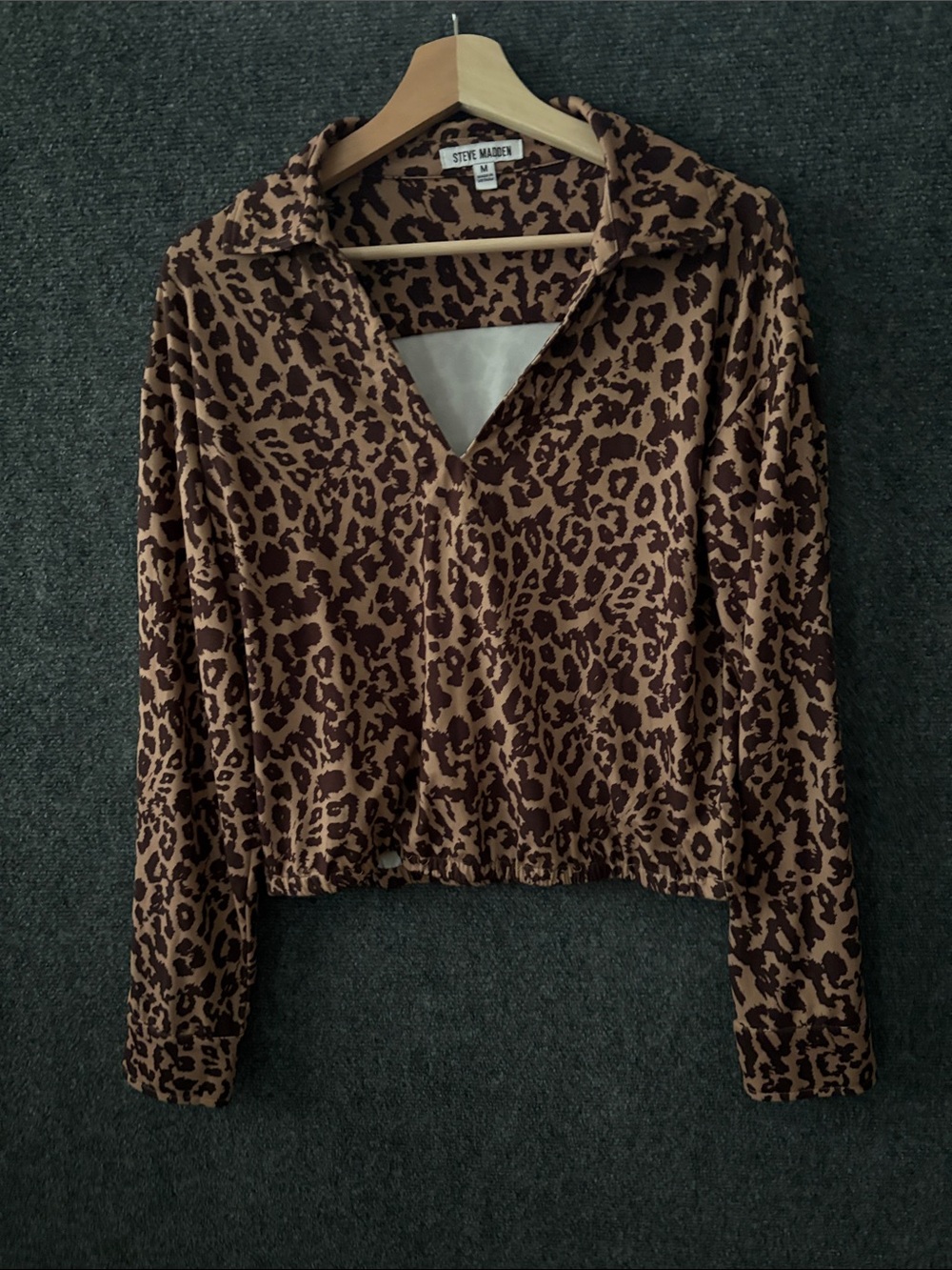 Steve Madden Brown Leopard V-Neck Top
Size: Medium